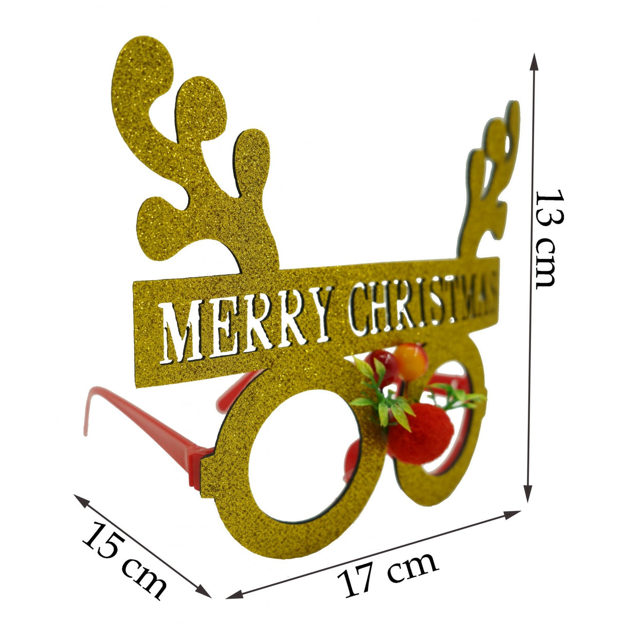 Ochelari petrecere de Craciun, rotunzi, Galben, din Plastic si Poliester, Flippy - vivimall.ro