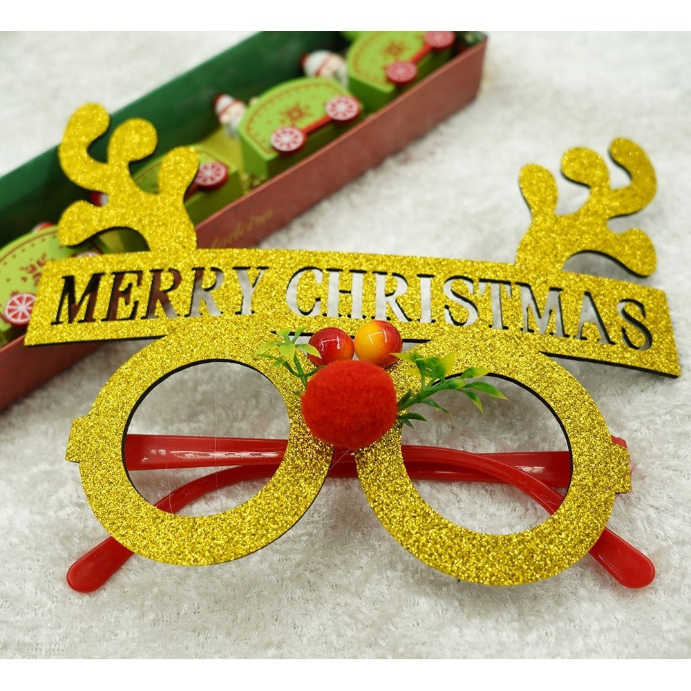 Ochelari petrecere de Craciun, rotunzi, Galben, din Plastic si Poliester, Flippy - vivimall.ro