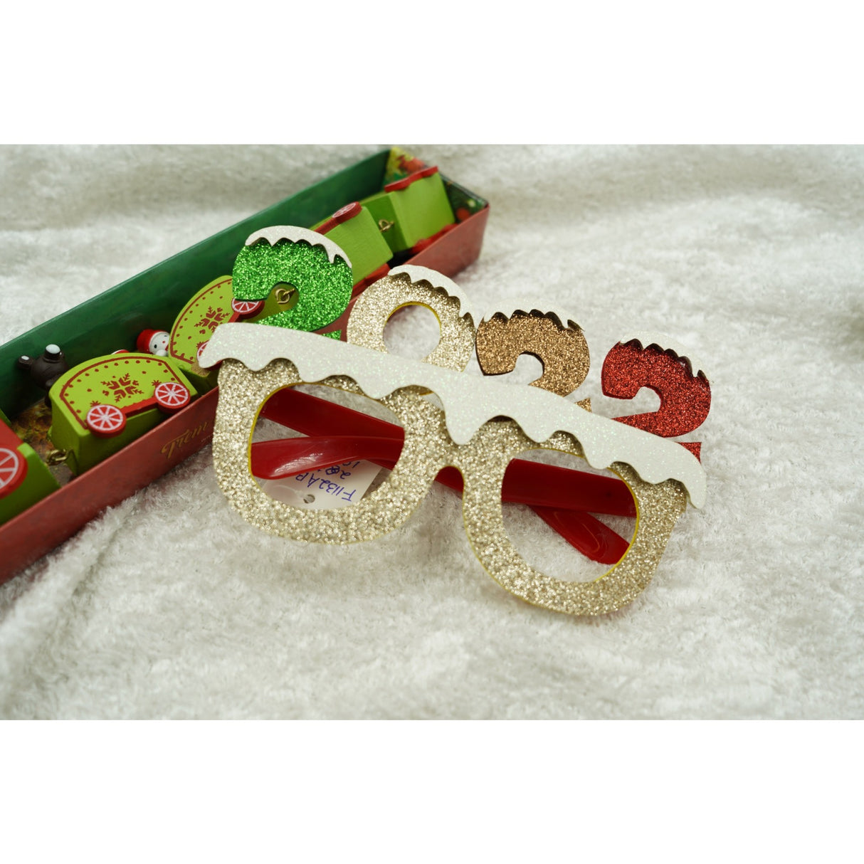 Ochelari petrecere de Revelion, 2022, Bej, din Plastic si Poliester, Flippy - vivimall.ro