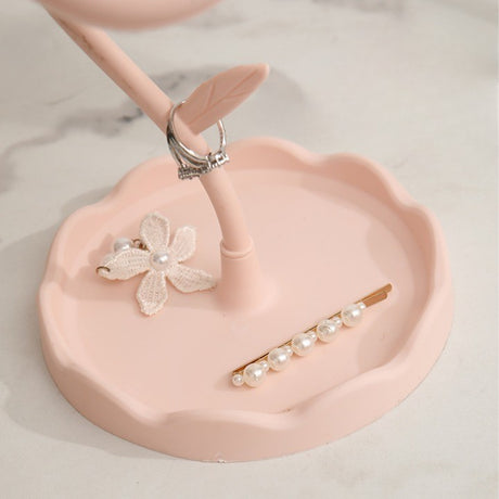 Oglinda De Machiaj Pentru Birou, Rotativa, Detasabila, Model De Floarea Soarelui, Suport Pentru Inele, Cu Depozitare, Roz - vivimall.ro