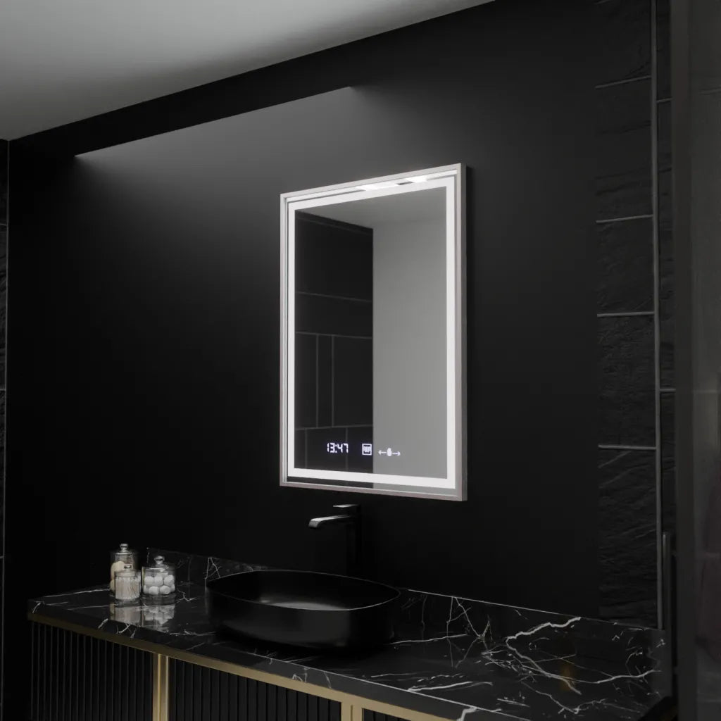 Oglinda Led Rectangulara, Verite Imperial Silver Motion Glow Marcello, Sistem Dezaburire, Ceas & Termometru - vivimall.ro