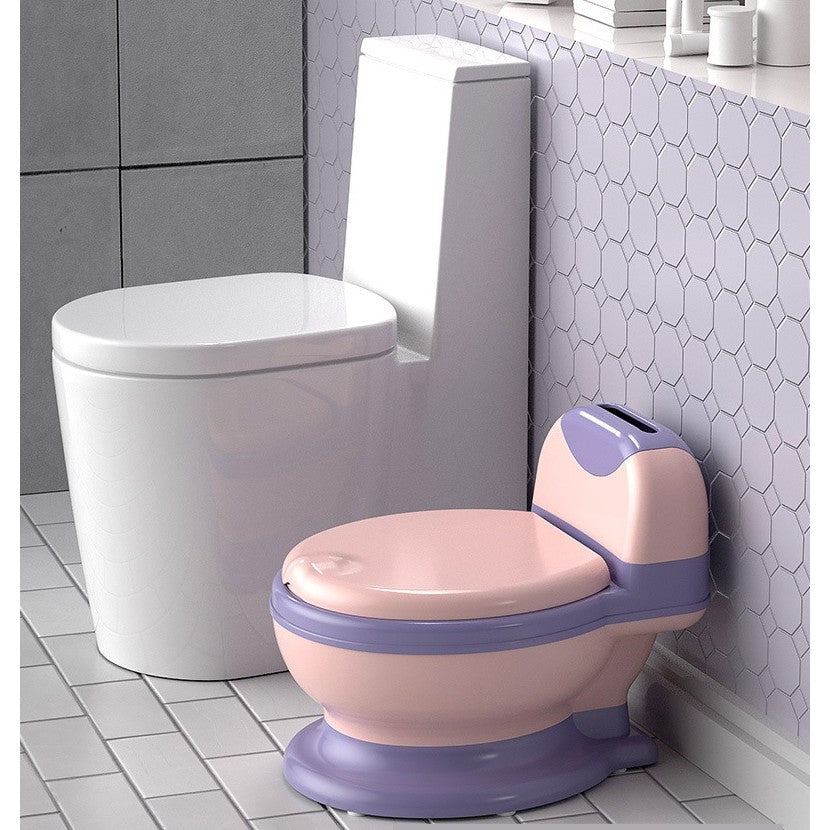 Olita Bebelusi, Vivimall, pentru Copii 1 - 8 Ani, Model Toaleta Adulti, Colac Moale PVC, Compartiment Detasabil, Cutie Depozitare Hartie, 34 x 32 x 19 cm, Roz/Mov - vivimall.ro