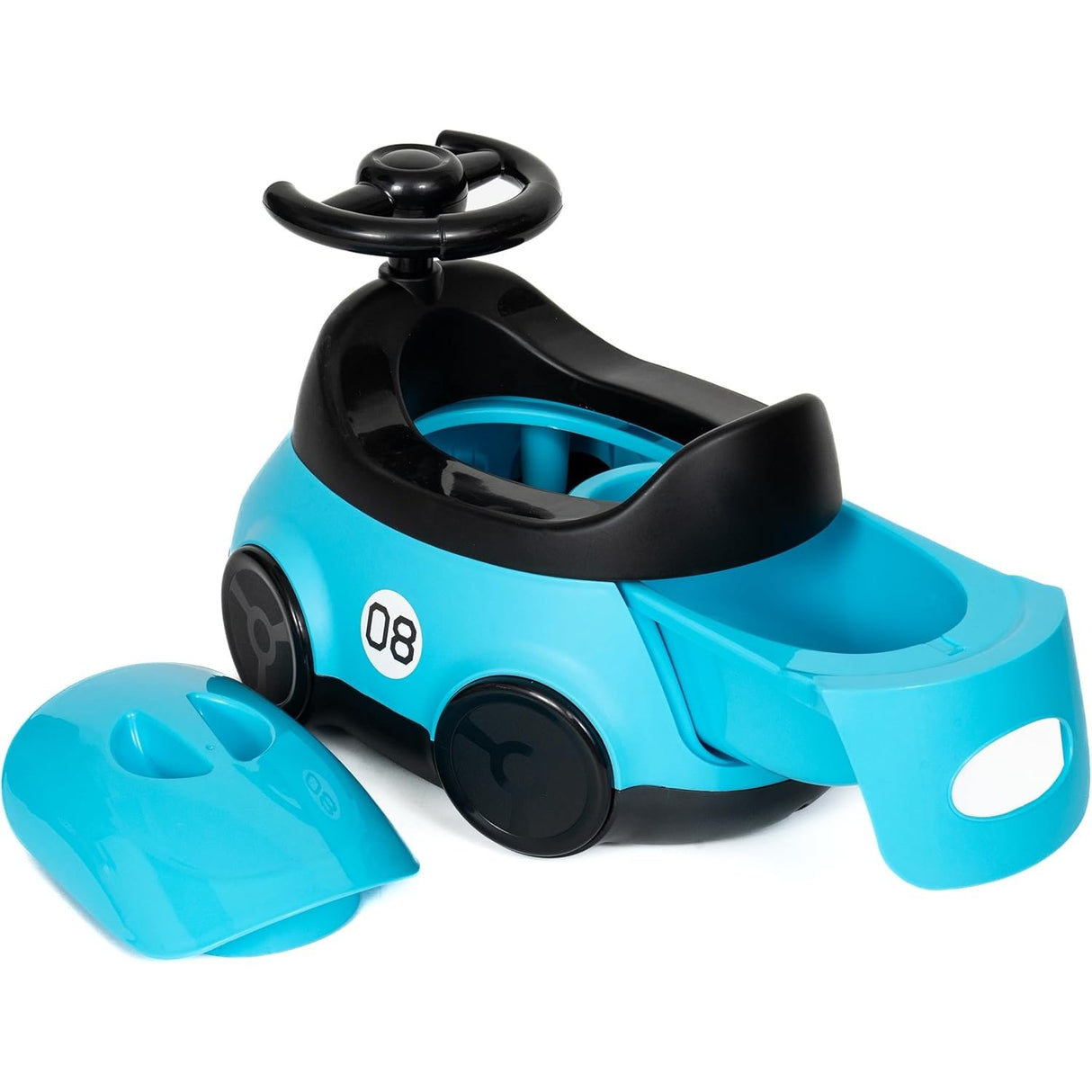 Olita pentru Copii, Vivimall, +1an, Portabila, Design Masinuta cu Capac, Model Prietenos, Non-Toxic, Compartiment Detasabil, Usor de Curatat, Albastru - vivimall.ro