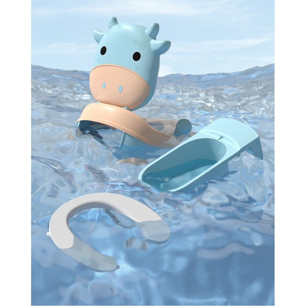 Olita pentru Copii, Vivimall, +1an, Portabila, Model Vacuta, cu Capac, Prietenoasa, Non-Toxic, Compartiment Detasabil, cu Manere, cu 4 Picioare, Usor de Curatat, Albastru - vivimall.ro