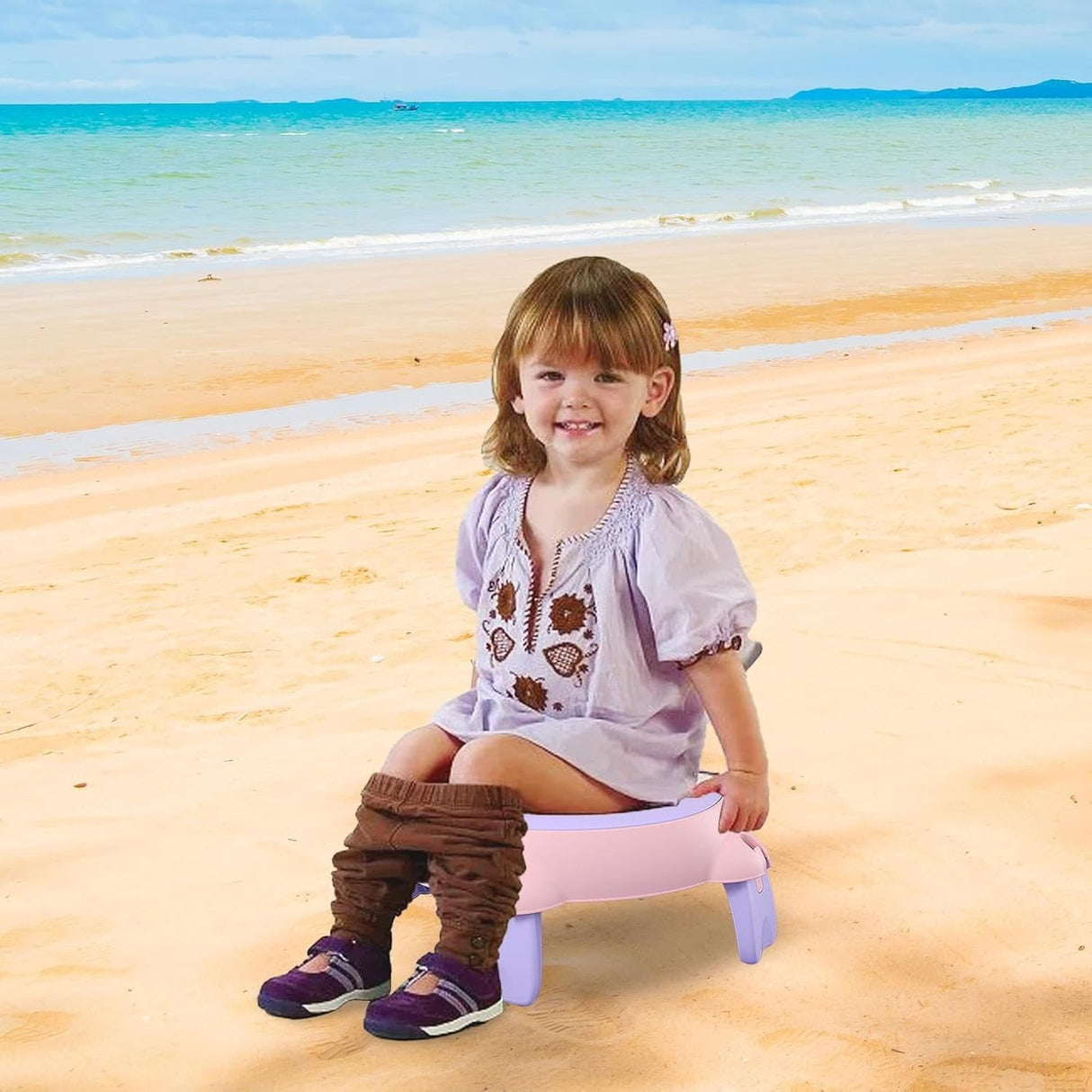 Olita Portabila, Flippy, pentru Calatorii, Confectionata din Spuma PU, 1-6 ani, 34x32x17 cm, Roz/Mov