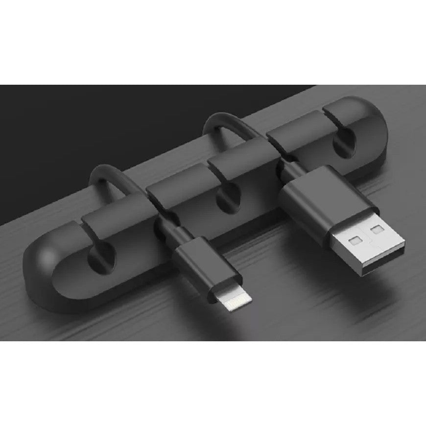 Organizator Cabluri, Flippy, Cable Clips, Fixare Dublu Adeziv, Silicon, 5 Sloturi, Negru - vivimall.ro