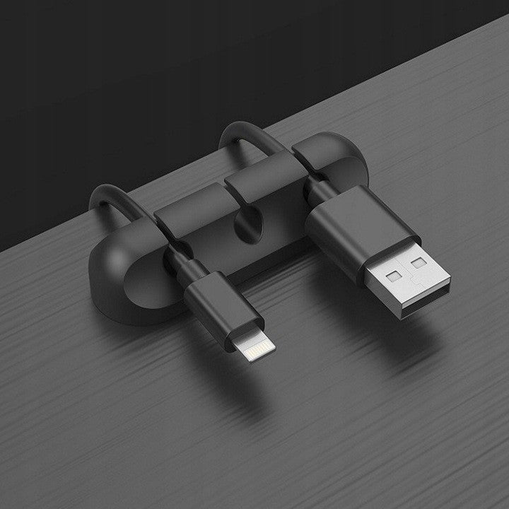 Organizator de Cabluri, Vivimall, Autoadeziv, Multifunctional, 3 Locuri de Suport, 6.4x2.2cm, Negru - vivimall.ro