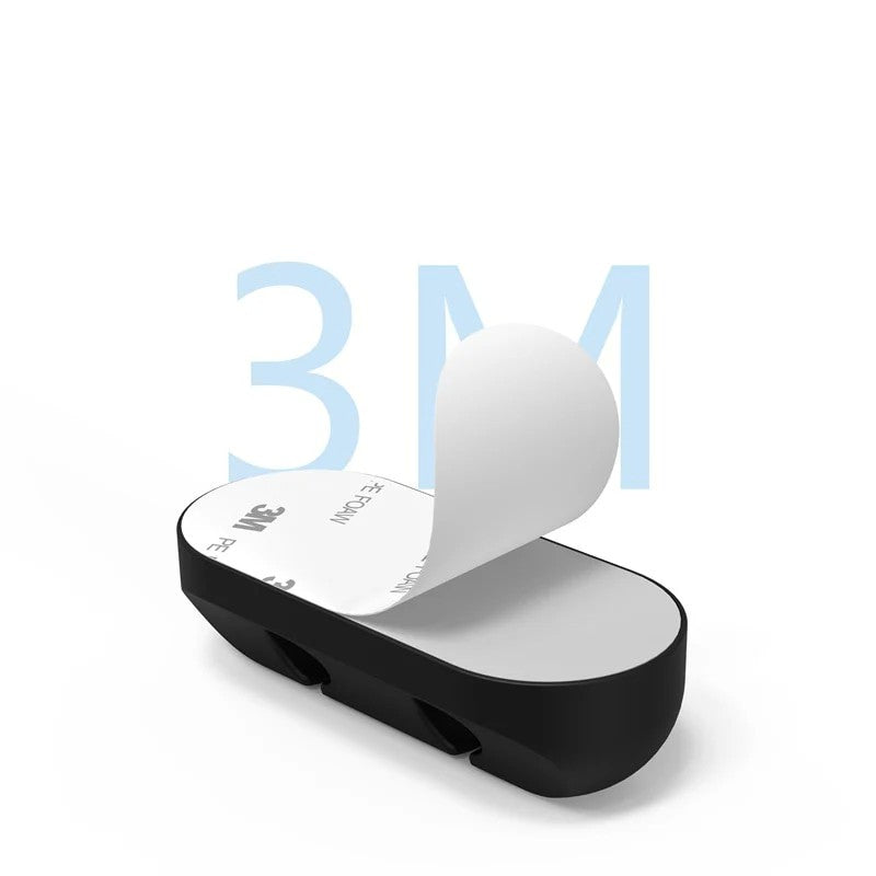 Organizator de Cabluri, Vivimall, Autoadeziv, Multifunctional, 3 Locuri de Suport, 6.4x2.2cm, Negru - vivimall.ro