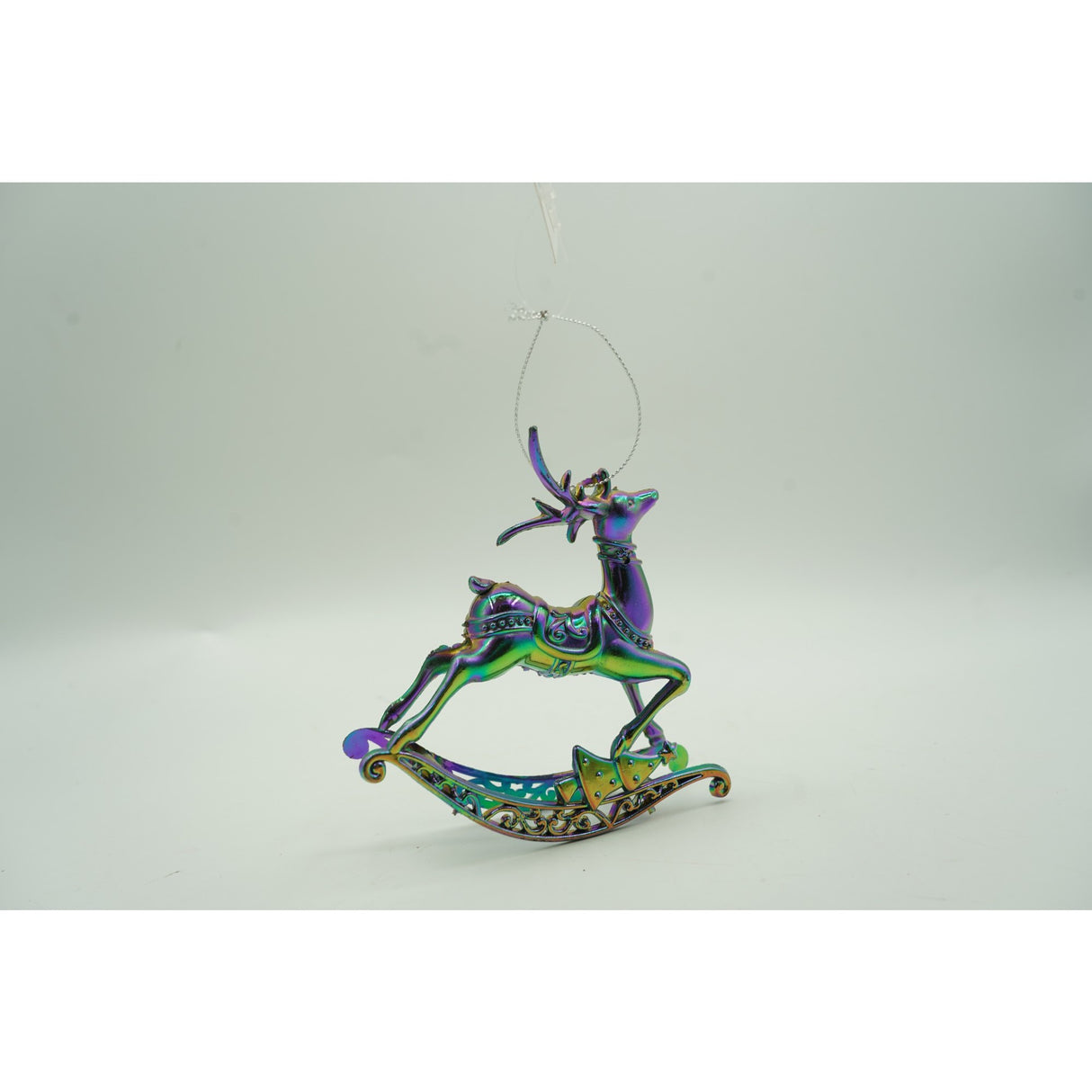 Ornament brad de Craciun, Iridescent, in forma de Ren, 11 cm x 11 cm, Plastic, Flippy - vivimall.ro