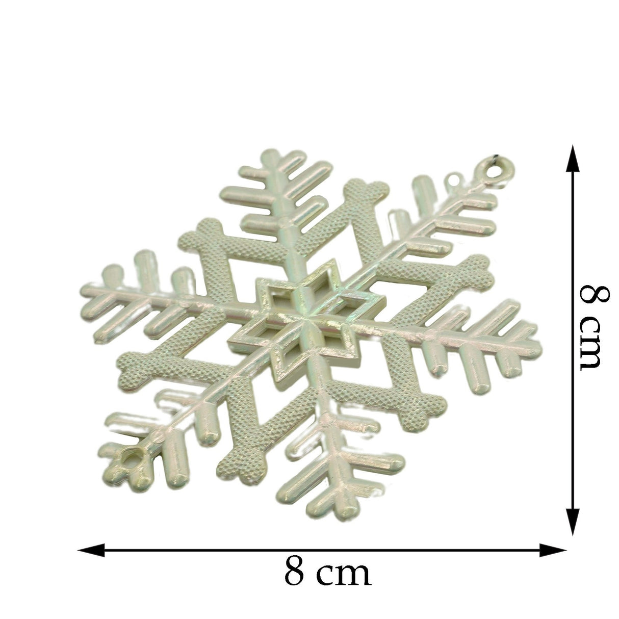 Ornament brad de Craciun, Perlat, in forma de Fulg de nea, 8 cm x 8 cm, Plastic, Flippy - vivimall.ro