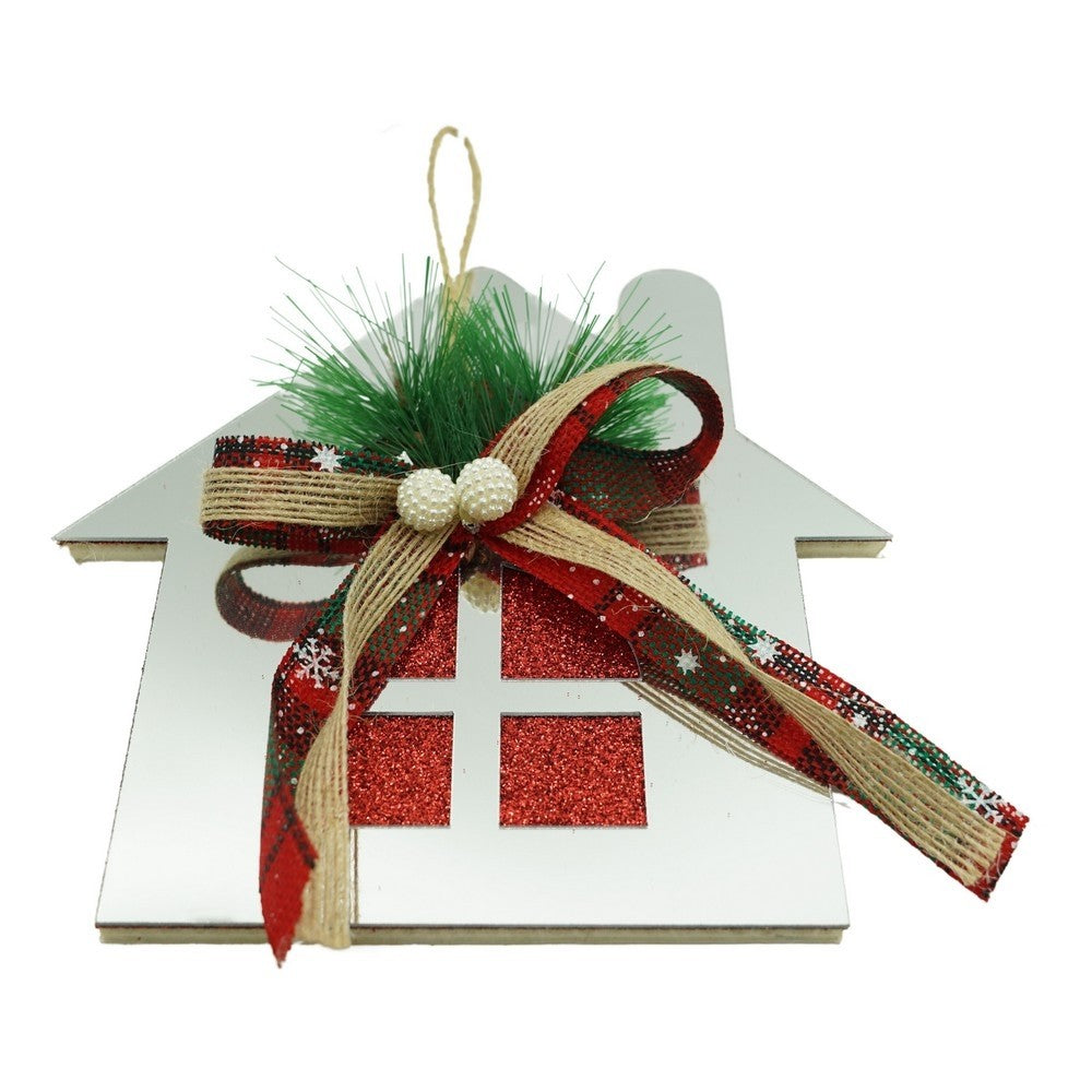 Ornament brad, Flippy, Casa, Argintiu, Lucios, 14*17CM, Acril, Interior/ Exterior - vivimall.ro