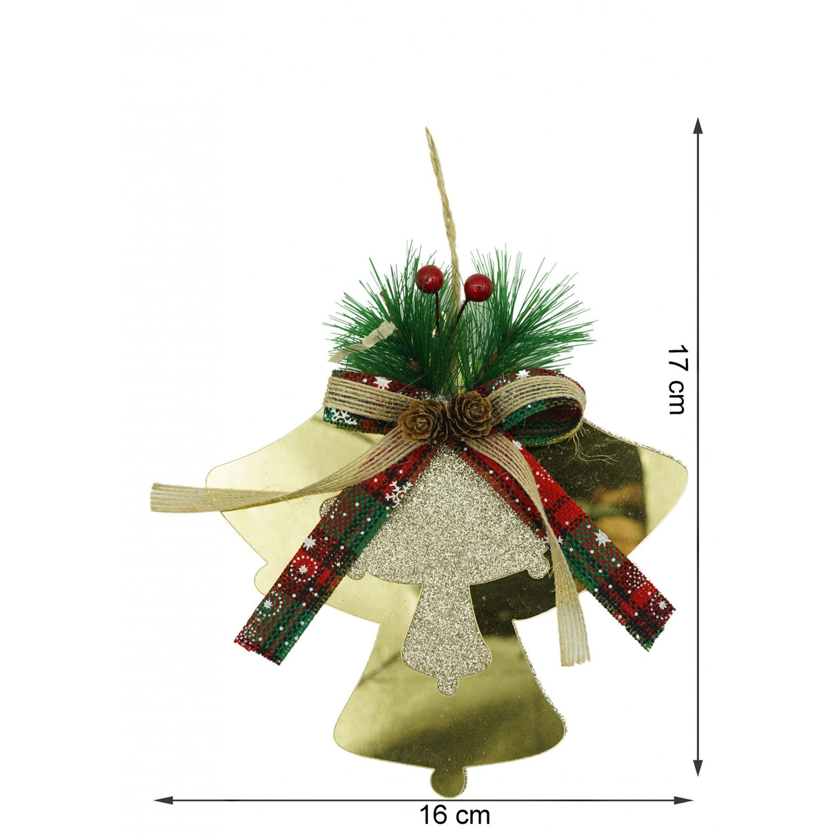 Ornament brad, Flippy, Clopotei, Auriu, Lucios, 16*17CM, Acril, Interior/ Exterior - vivimall.ro