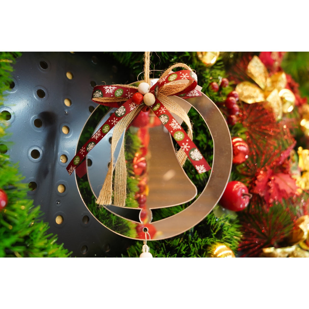 Ornament brad, Flippy, Clopotel, Argintiu, Lucios, 14*26CM, Acril, Interior/ Exterior - vivimall.ro