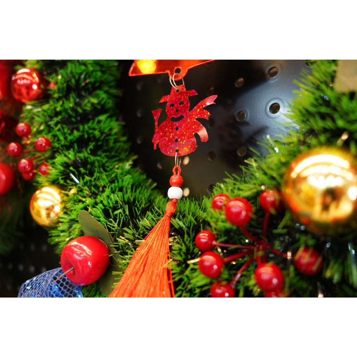 Ornament brad, Flippy, Clopotel, Om de zapada, Rosu, Lucios, 10*28CM, Acril, Interior/ Exterior - vivimall.ro