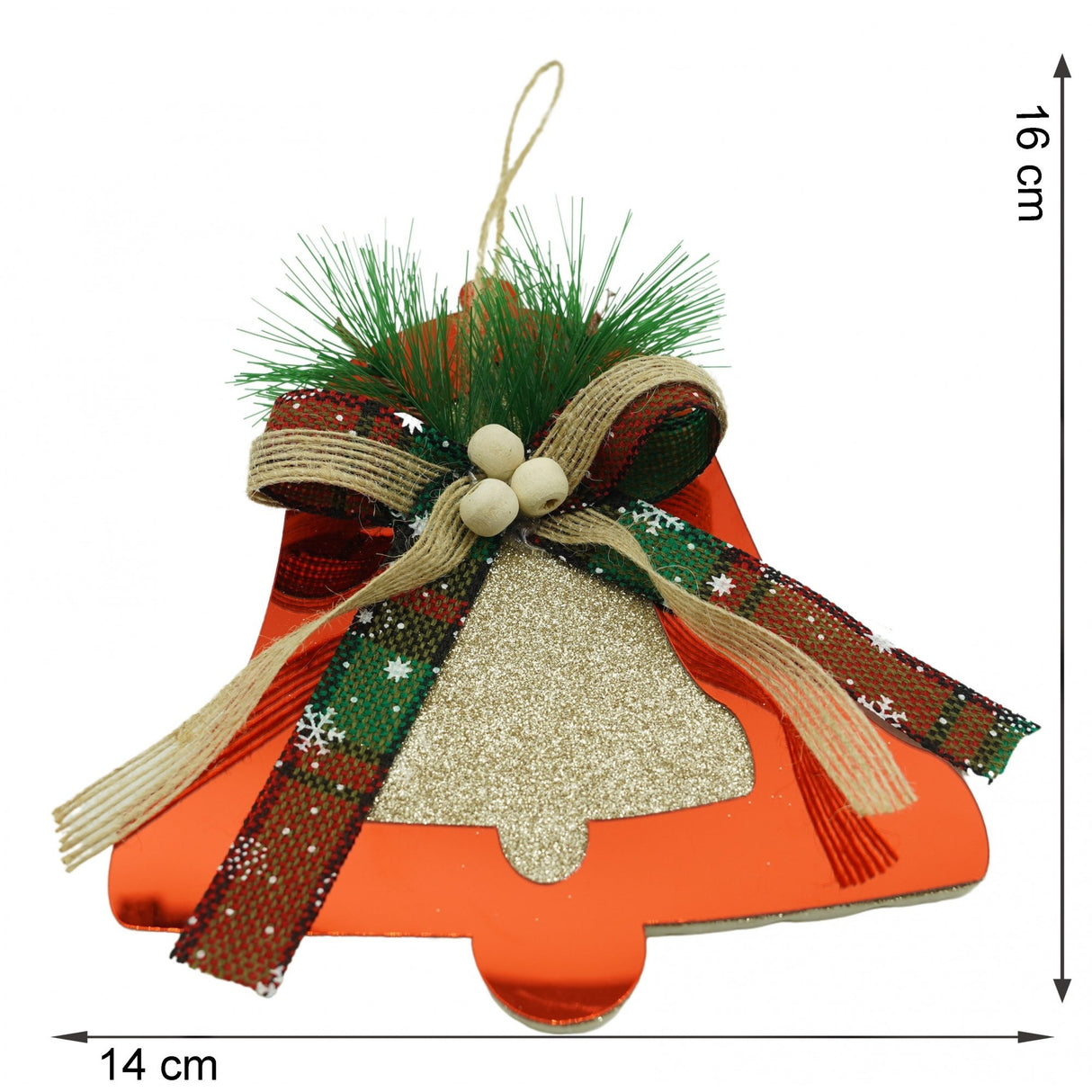 Ornament brad, Flippy, Clopotel, Rosu, Lucios, 14*16CM, Acril, Interior/ Exterior - vivimall.ro