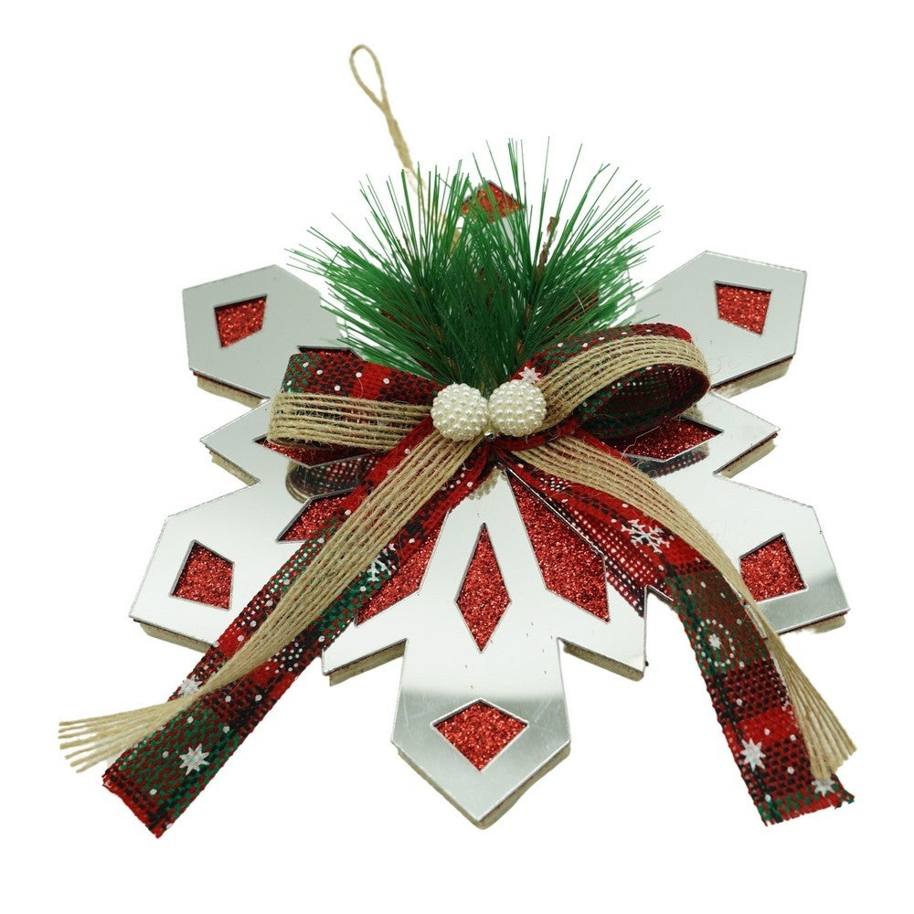 Ornament brad, Flippy, Fulg de nea, Argintiu, Lucios, 14*15CM, Acril, Interior/ Exterior - vivimall.ro