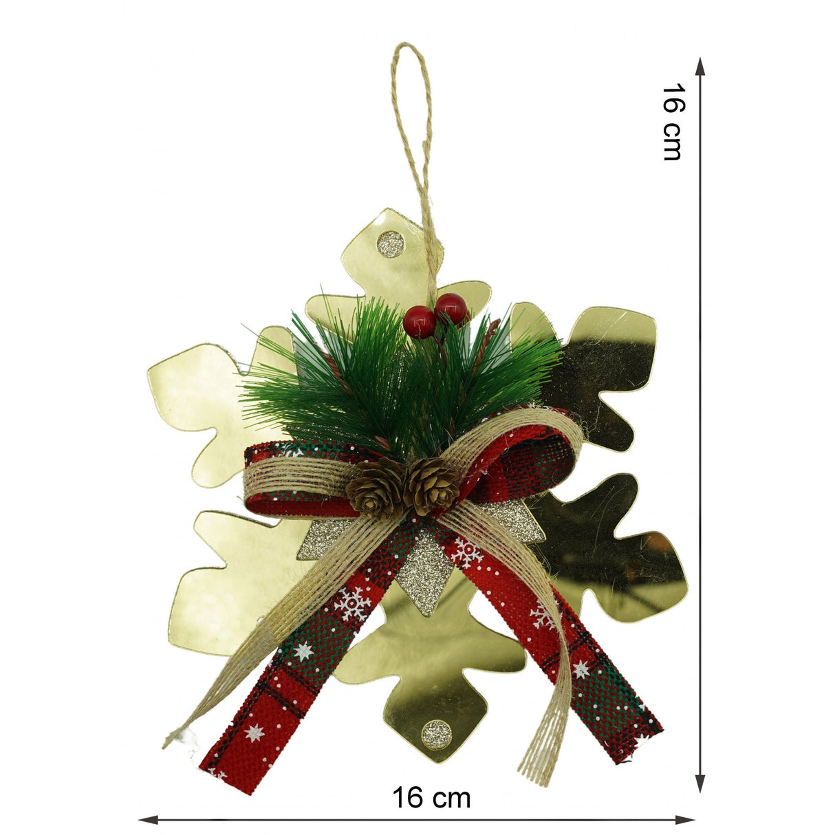 Ornament brad, Flippy, Fulg de nea, Auriu, Lucios, 16*16CM, Acril, Interior/ Exterior - vivimall.ro