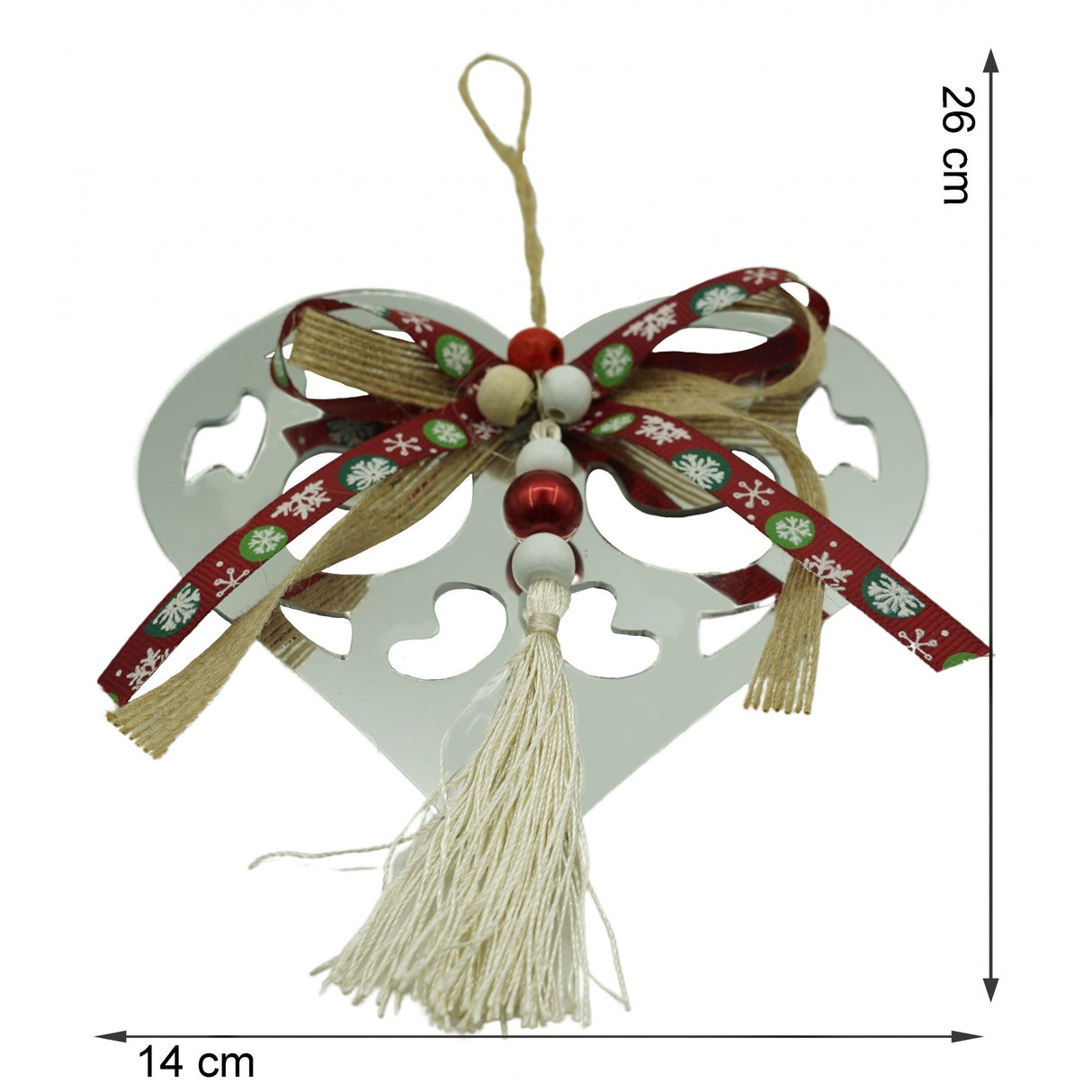 Ornament brad, Flippy, Inima, Argintiu, Lucios, 14*26CM, Acril, Interior/ Exterior - vivimall.ro