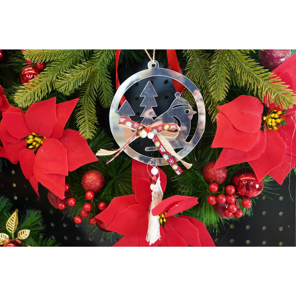 Ornament brad, Flippy, Pasare, Argintiu, Lucios, 14*26CM, Acril, Interior/ Exterior - vivimall.ro