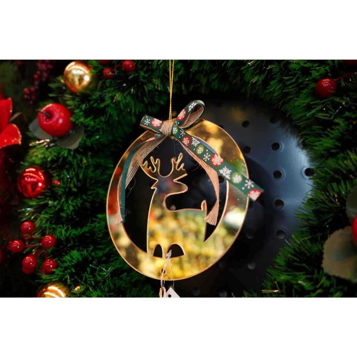 Ornament brad, Flippy, Ren, Auriu, Lucios, 15*25CM, Acril, Interior/ Exterior - vivimall.ro