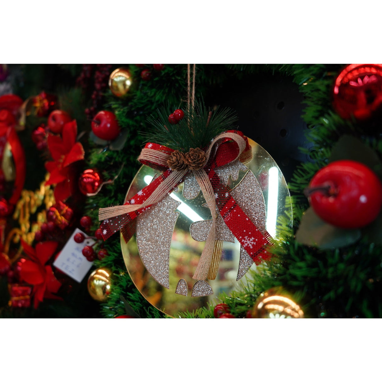 Ornament brad, Flippy, Ren, Auriu, Lucios, 17*17CM, Acril, Interior/ Exterior - vivimall.ro