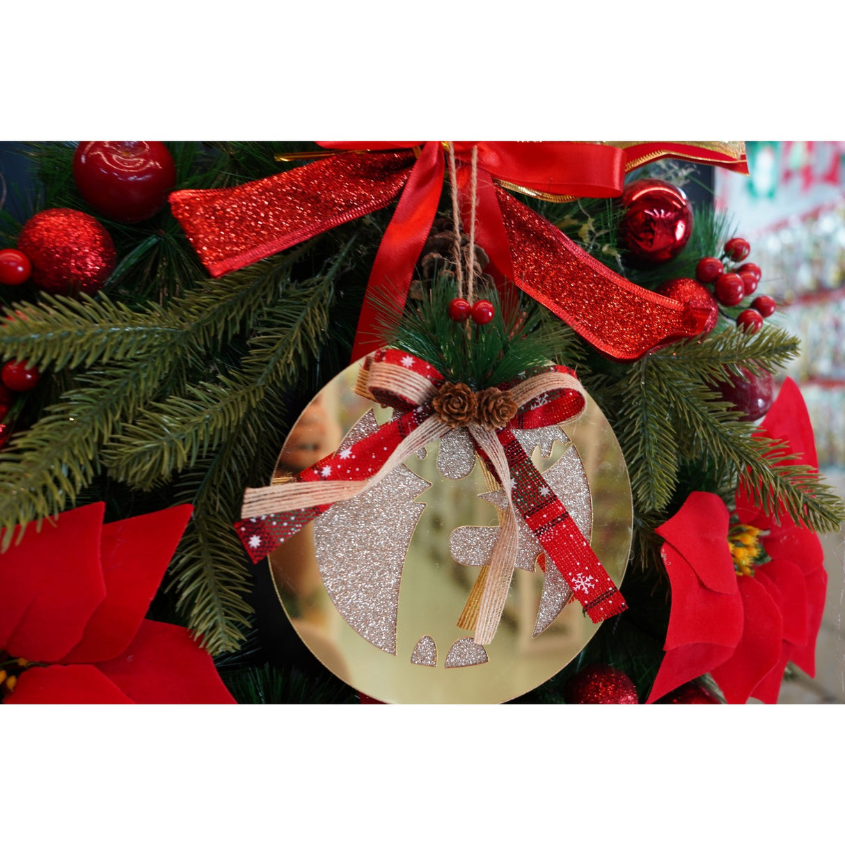 Ornament brad, Flippy, Ren, Auriu, Lucios, 17*17CM, Acril, Interior/ Exterior - vivimall.ro