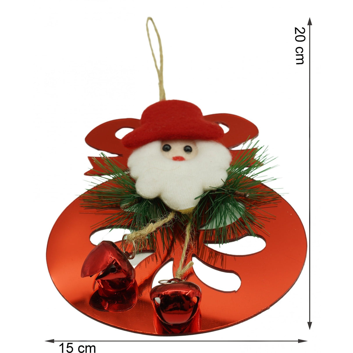 Ornament brad, Flippy, Rotund cu clopotei, Rosu, Lucios, 15*20CM, Acril, Interior/ Exterior - vivimall.ro