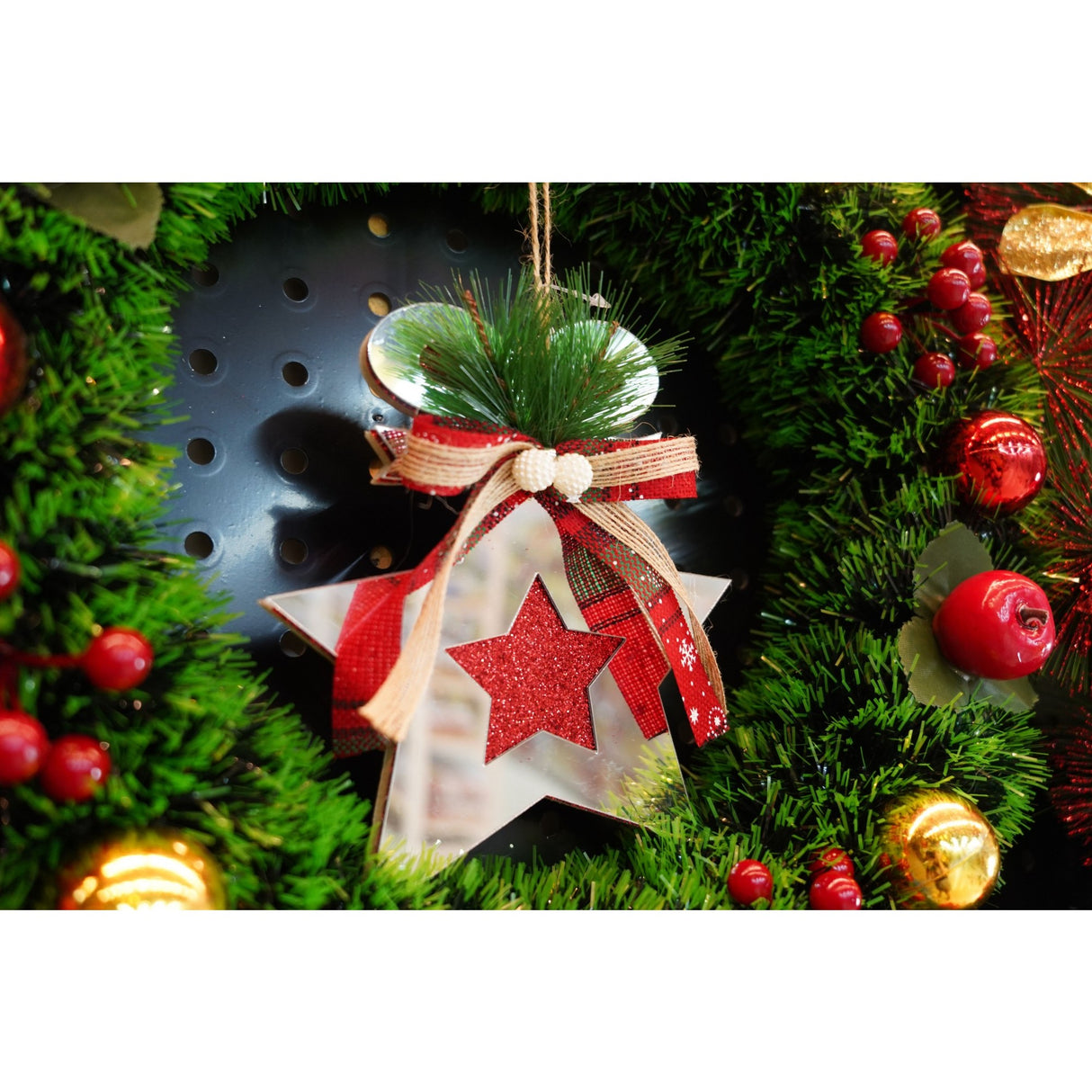 Ornament brad, Flippy, Stea, Argintiu, Lucios, 14*17CM, Acril, Interior/ Exterior - vivimall.ro