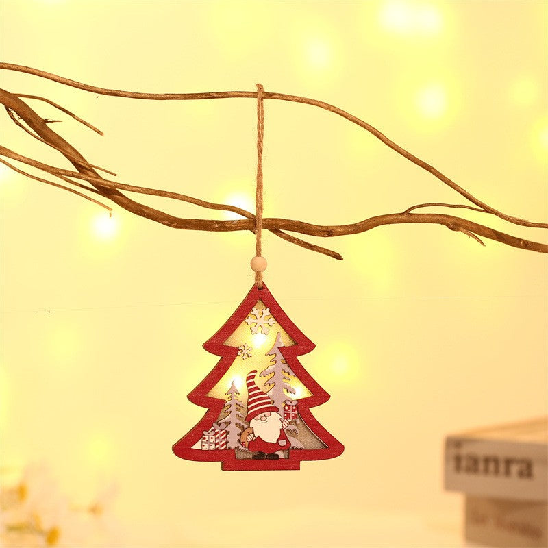 Ornament de Crăciun din lemn cu Elf, dimensiuni 11x10x1 cm, vedere laterală