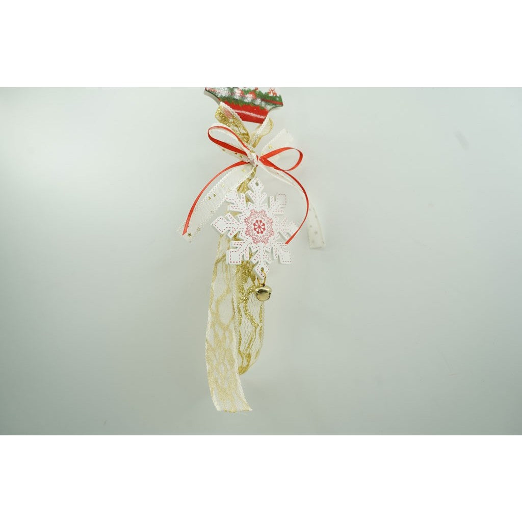 Ornament de brad fulg de nea, Flippy, alb, lemn, 25 cm - vivimall.ro