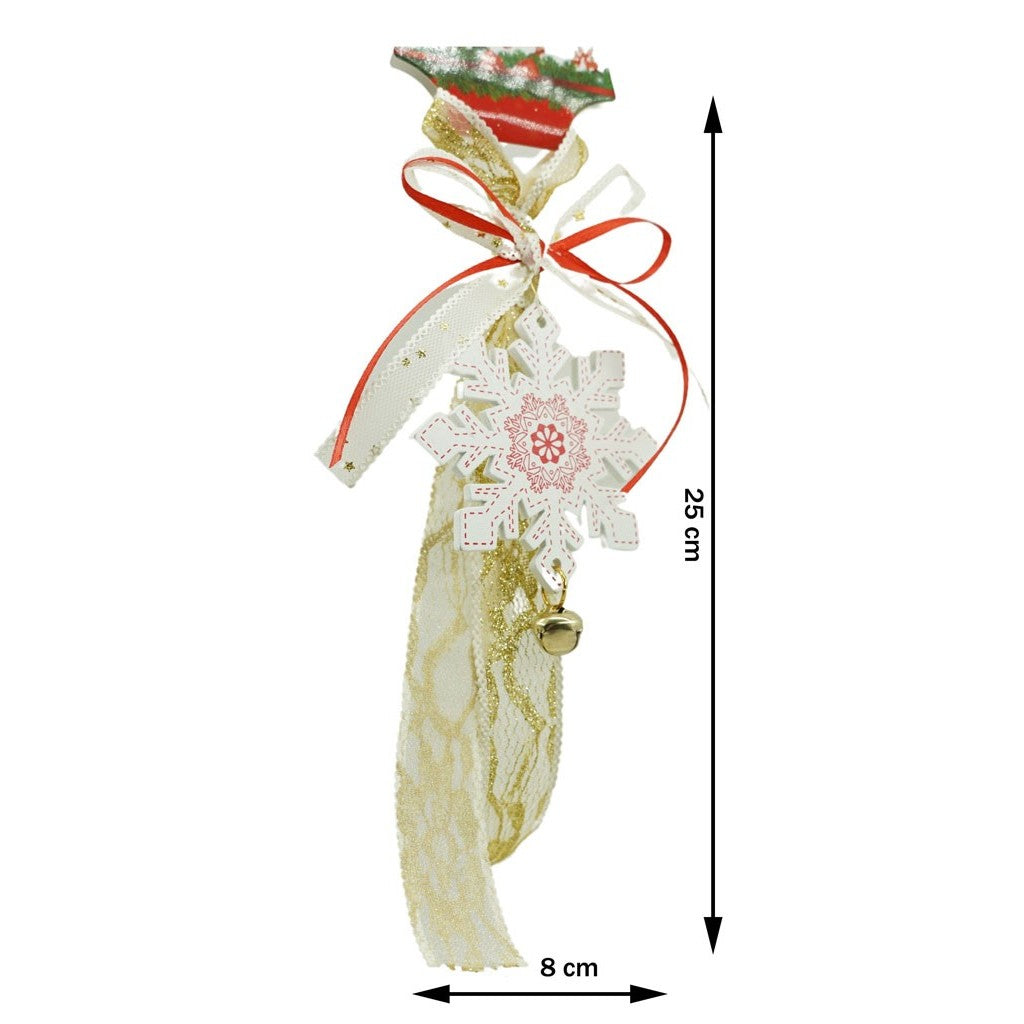 Ornament de brad fulg de nea, Flippy, alb, lemn, 25 cm - vivimall.ro