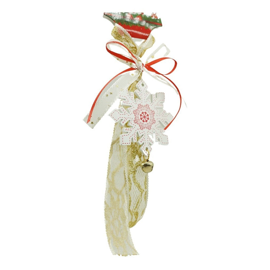 Ornament de brad fulg de nea, Flippy, alb, lemn, 25 cm - vivimall.ro