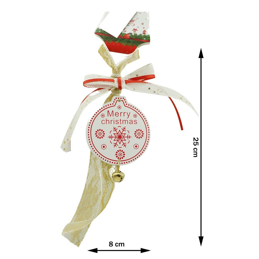 Ornament de brad medalion, Flippy, alb, lemn, 25 cm - vivimall.ro