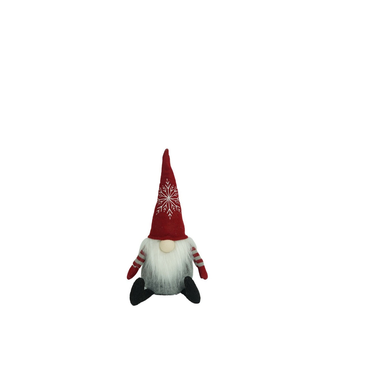 Ornament de Craciun spiridus cu palarie rosie, Flippy, rosu/gri, textil, 31 cm - vivimall.ro