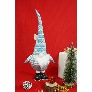 Ornament de Craciun spiridus, Flippy, alb/albastru, textil, 59 cm - vivimall.ro