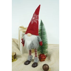 Ornament de Craciun spiridus, Flippy, gri/alb, textil, 42 cm - vivimall.ro