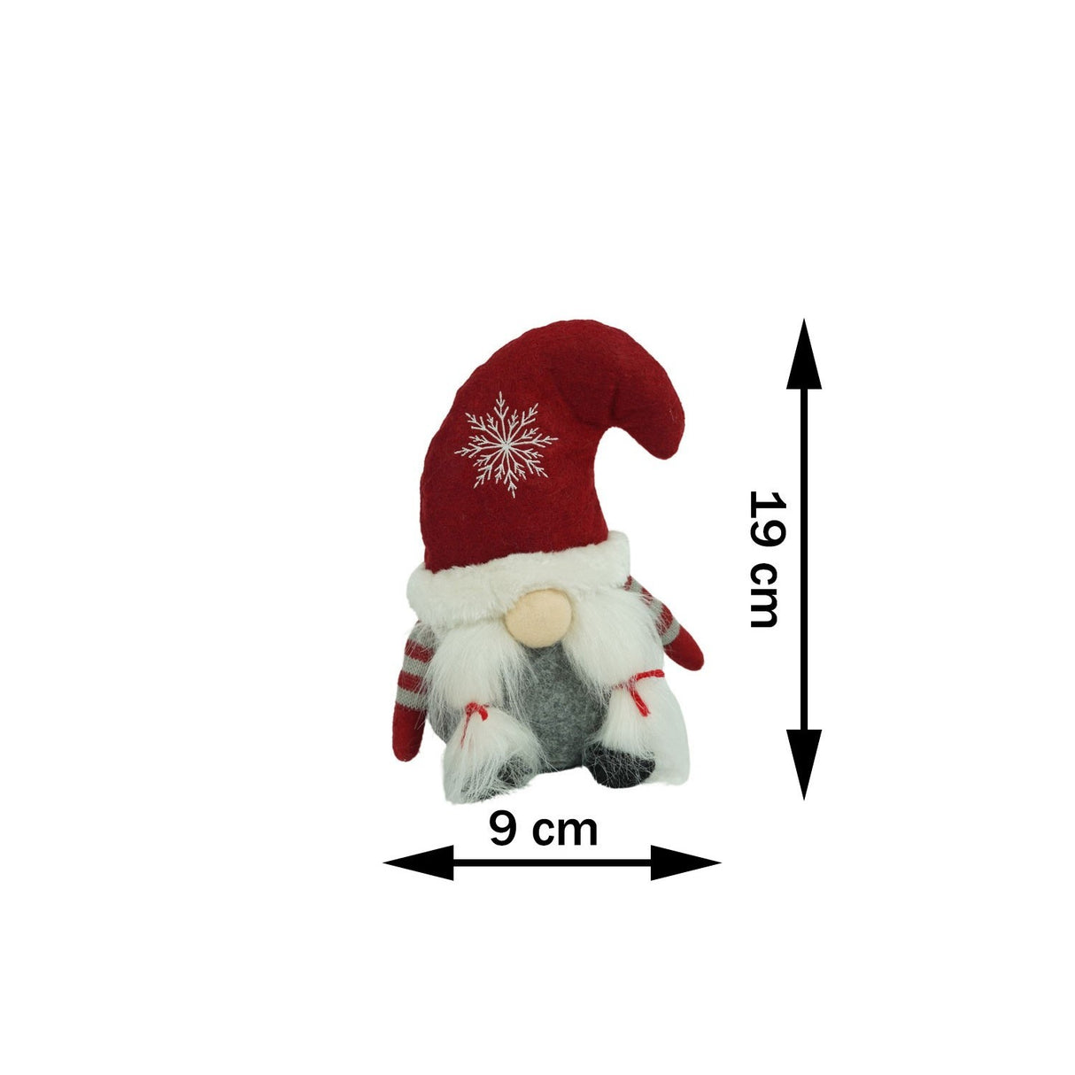 Ornament de Craciun spiridus, Flippy, gri/rosu, textil, 19 cm - vivimall.ro