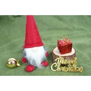 Ornament de Craciun spiridus, Flippy, gri/rosu, textil, 12 cm - vivimall.ro