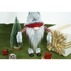 Ornament de Craciun spiridus, Flippy, gri/rosu, textil, 55 cm - vivimall.ro