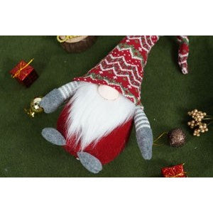 Ornament de Craciun spiridus, Flippy, rosu/gri, textil, 52 cm - vivimall.ro