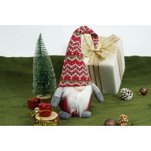 Ornament de Craciun spiridus, Flippy, rosu/gri, textil, 52 cm - vivimall.ro