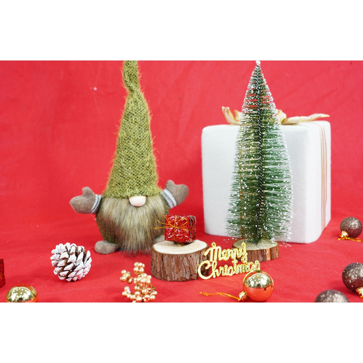 Ornament de Craciun spiridus, Flippy, verde/maro, textil, 56 cm - vivimall.ro