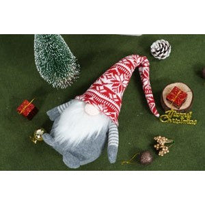 Ornament de Craciun spiridus model 2, Flippy, rosu/gri, textil, 45 cm - vivimall.ro