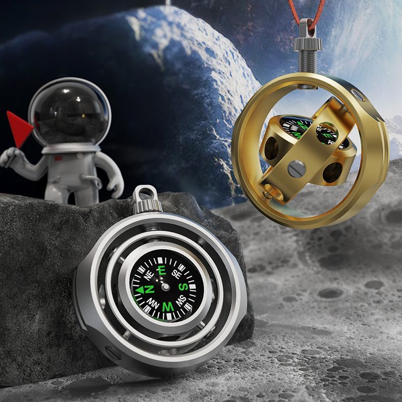 Fidget Spinner Busola Palm, Flippy, Tip Giroscop Rotativ, Model Pandativ / Breloc, Antistress, Aliaj Zinc, 48x42x12 mm, 21 gr, Auriu - vivimall.ro