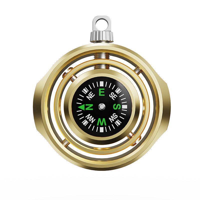 Fidget Spinner Busola Palm, Flippy, Tip Giroscop Rotativ, Model Pandativ / Breloc, Antistress, Aliaj Zinc, 48x42x12 mm, 21 gr, Auriu - vivimall.ro