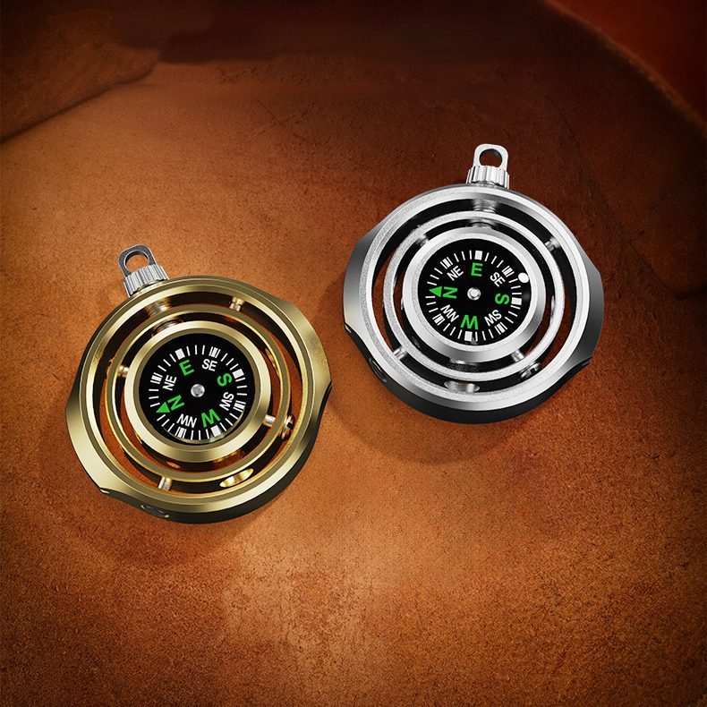 Fidget Spinner Busola Palm, Flippy, Tip Giroscop Rotativ, Model Pandativ / Breloc, Antistress, Aliaj Zinc, 48x42x12 mm, 21 gr, Auriu - vivimall.ro