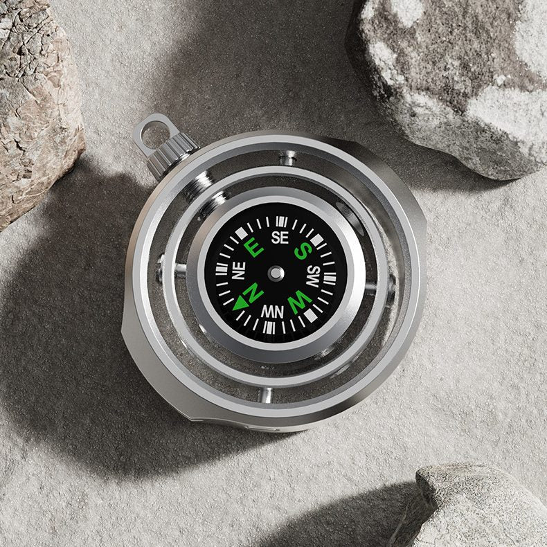 Fidget spinner busolă Flippy antistres, vedere laterală, grosime 12 mm, finisaj silver