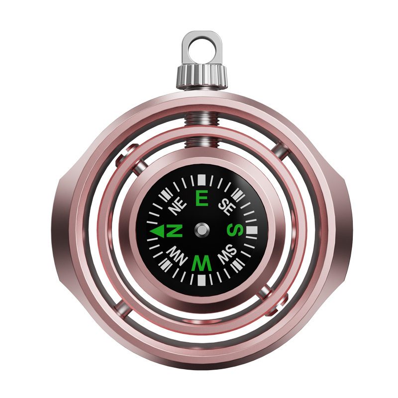 Fidget Spinner Busolă Palm Flippy din aliaj zinc, finisaj Rose Gold, model breloc-pandantiv, 48x42x12 mm, vedere frontală