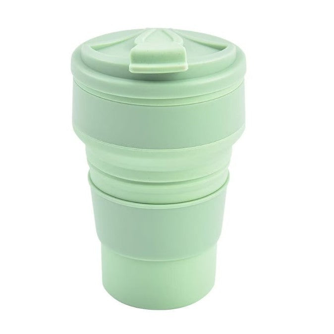 Pahar pliabil din silicon Vivimall, pentru calatorii, camping, 350 ml, 8.2x6.3x9.1 cm, verde - vivimall.ro