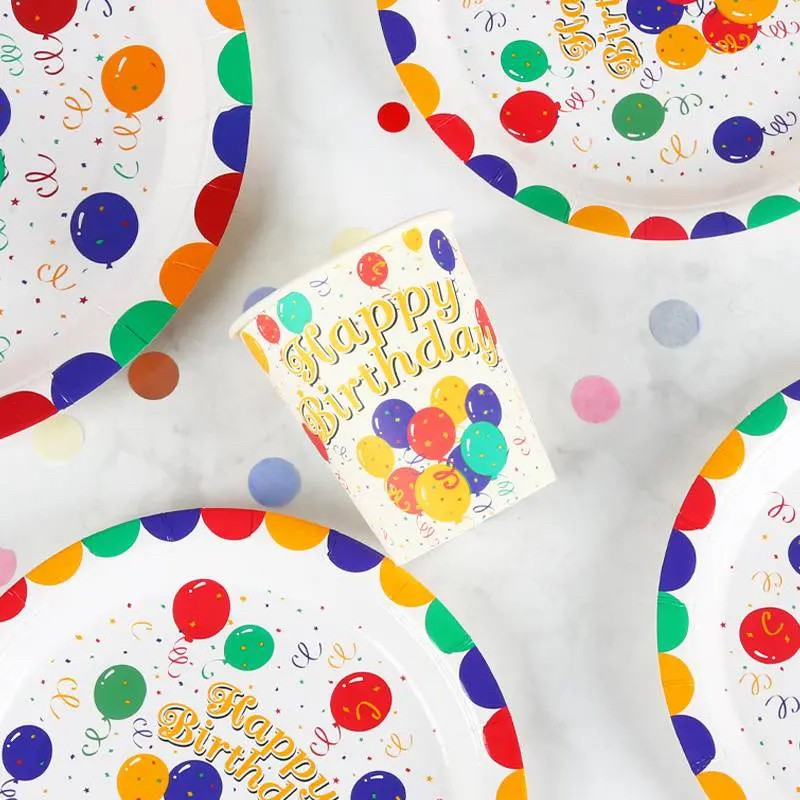 Pahare Carton Pentru Petrecere, Set 10 Pahare Cartonate Pentru Zi De Nastere, 230 Ml - vivimall.ro